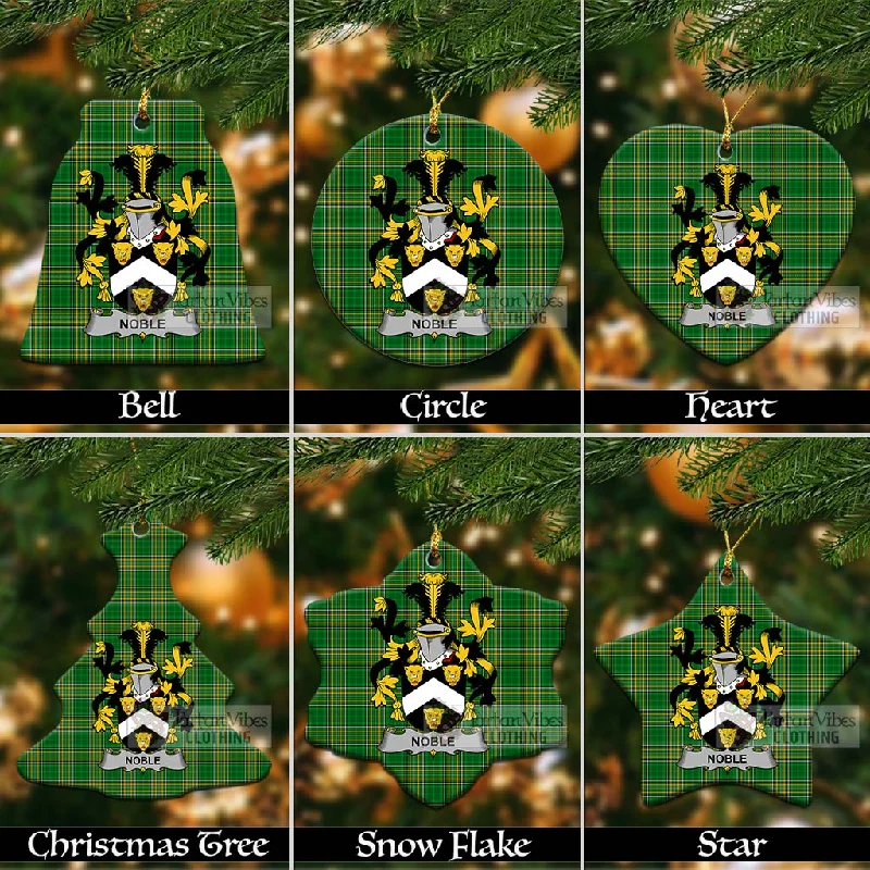 Noble Irish Clan Tartan Christmas Ceramic Ornament with Coat of Arms Cotton Linen Terry Noble Irish Clan Tartan Christmas Ceramic Ornament with Coat of Arms Cotton Linen Terry