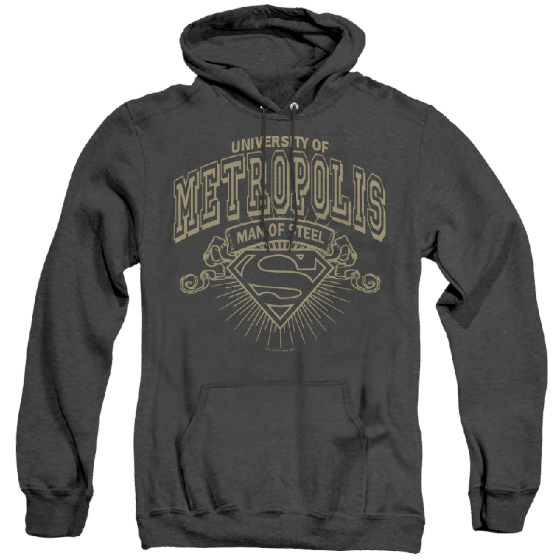 Superman University Of Metropolis - Heather Pullover Hoodie Three Quarter Sleeve