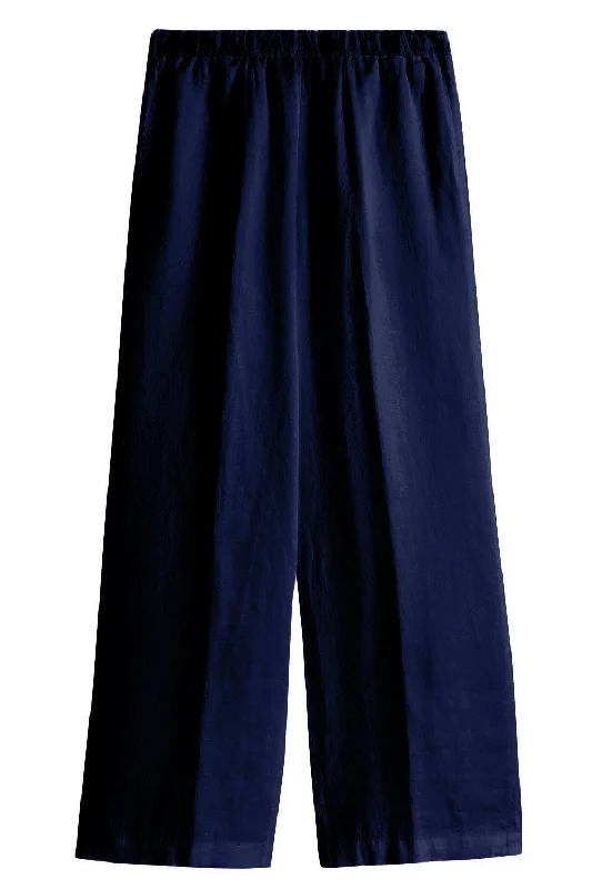 Wide Straight Leg Trousers - Navy Trousers Review Highly