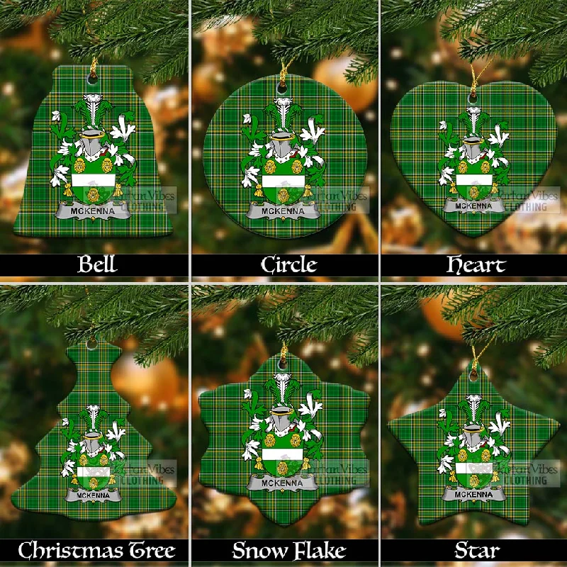 McKenna Irish Clan Tartan Christmas Ceramic Ornament with Coat of Arms Striped Polka Dot Solid McKenna Irish Clan Tartan Christmas Ceramic Ornament with Coat of Arms Striped Polka Dot Solid