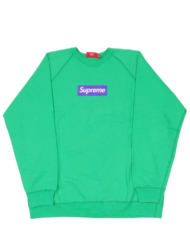 2007 Purple Screen Print Box Logo Crewneck Sweatshirt Hoodie with Sequins Glamorous Eye-catching