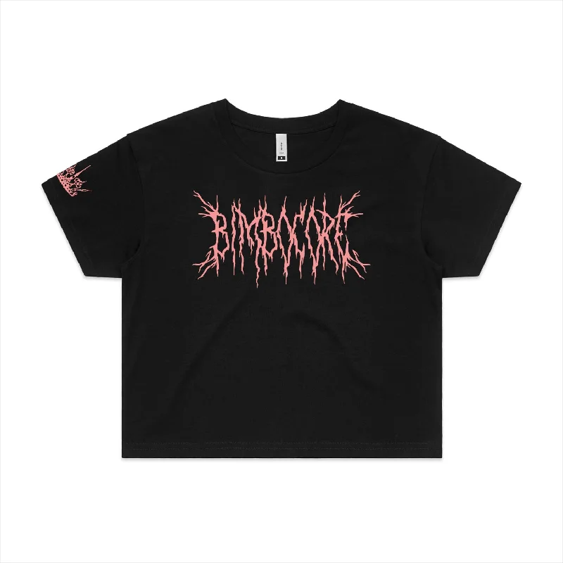 Scene Queen BIMBOCORE Black Crop Top Terry Blend Velvet Blend Canvas Blend