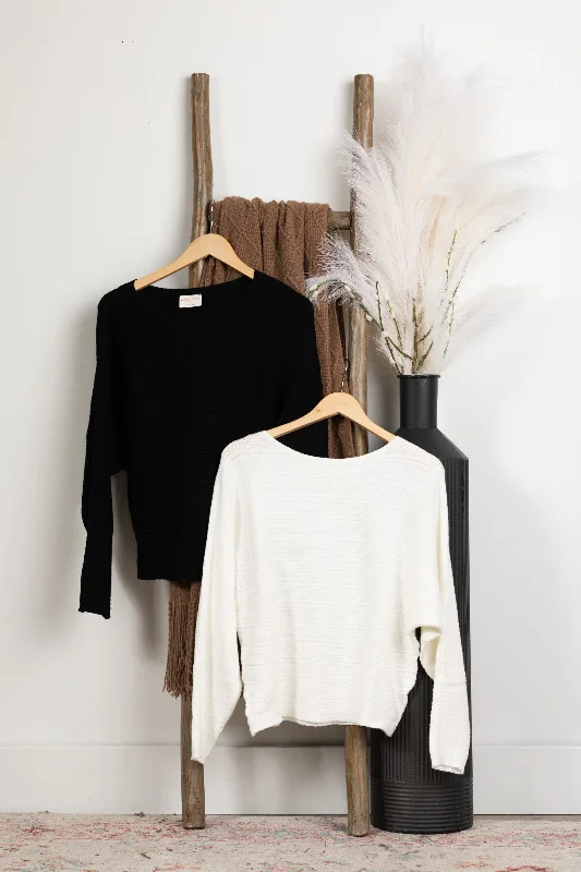 Dolman Pullover With Cable Knit Rib Top Long Sleeve Pullover