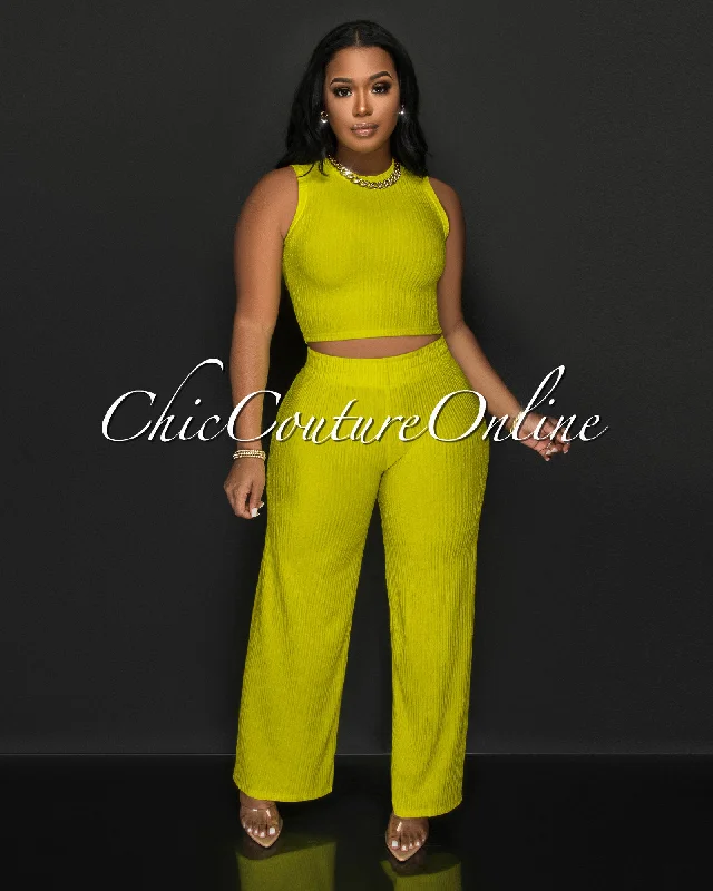 Katye Lime Front Crop Top & Wide Pants Textured Set Plaid Crop Top Polka Dot Checkered Katye Lime Front Crop Top & Wide Pants Textured Set Plaid Crop Top Polka Dot Checkered
