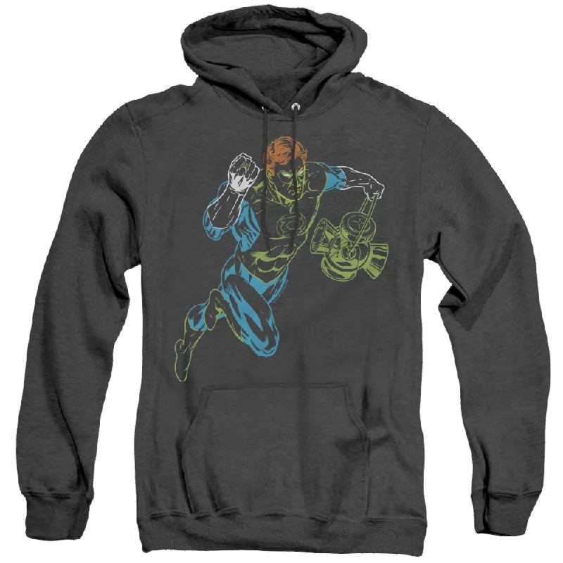 Green Lantern Neon Lantern - Heather Pullover Hoodie Fitted Ribbed Sweater
