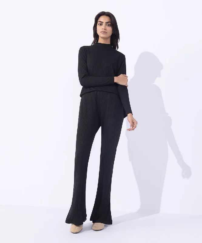 Ribbed Flared Trousers Trousers Chinos Classic