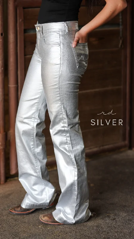 SIGNATURE TROUSER- SILVER METALLIC Trousers Seasonal Trendy