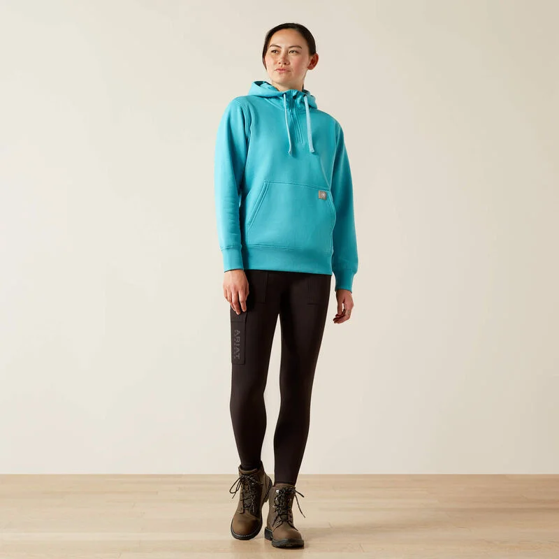 Ariat Ladies Rebar Skill Set 1/2 Zip Hoodie Maui Blue Hoodie with Pattern Geometric Abstract