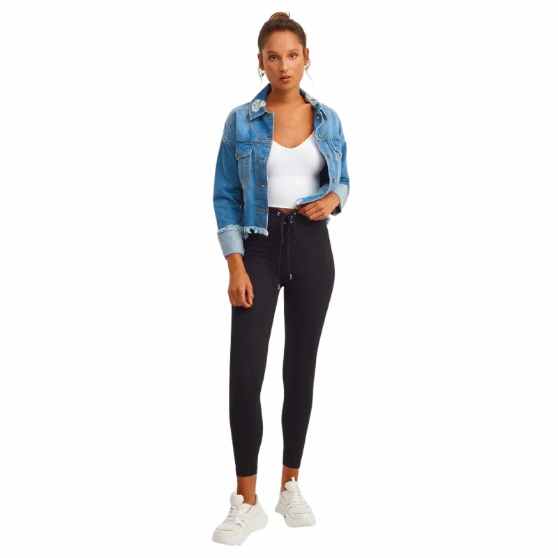 OXXO - Waist Detailed Cotton Leggings Trendy Color Block Leggings
