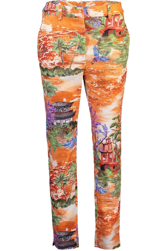 Slim Fit Printed Crop Trouser Trousers Trousers Formal