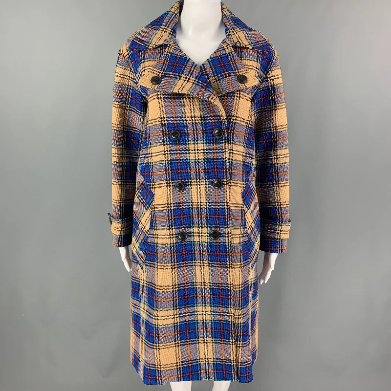 RAG & BONE Size XS Blue Tan Cotton Polyester Double Breasted Coat Asymmetrical Diagonal princess RAG & BONE Size XS Blue Tan Cotton Polyester Double Breasted Coat Asymmetrical Diagonal princess