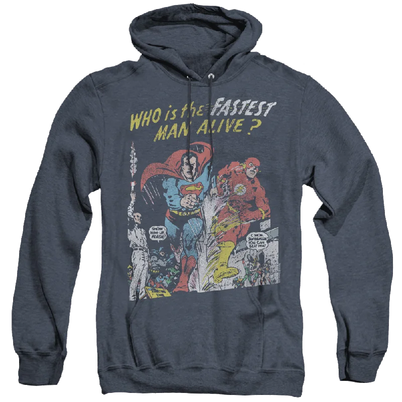 Justice League Fastest Man - Heather Pullover Hoodie Cap Sleeve Casual
