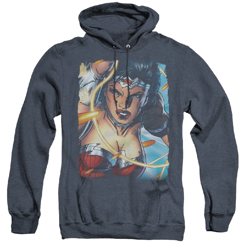 Wonder Woman Scowl - Heather Pullover Hoodie Short Sleeve Top