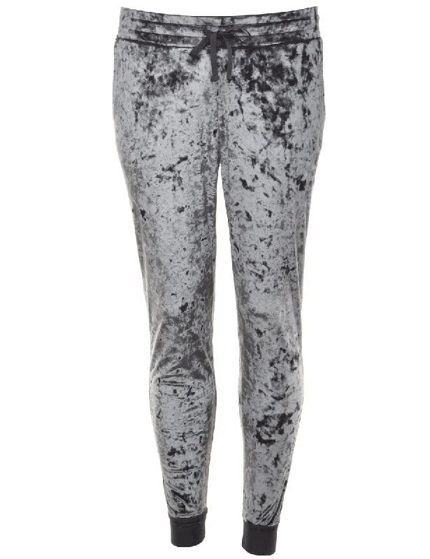 Dark Grey Crushed Velvet Skinny-Fit Trousers - W27 L30 Trousers chic elegant