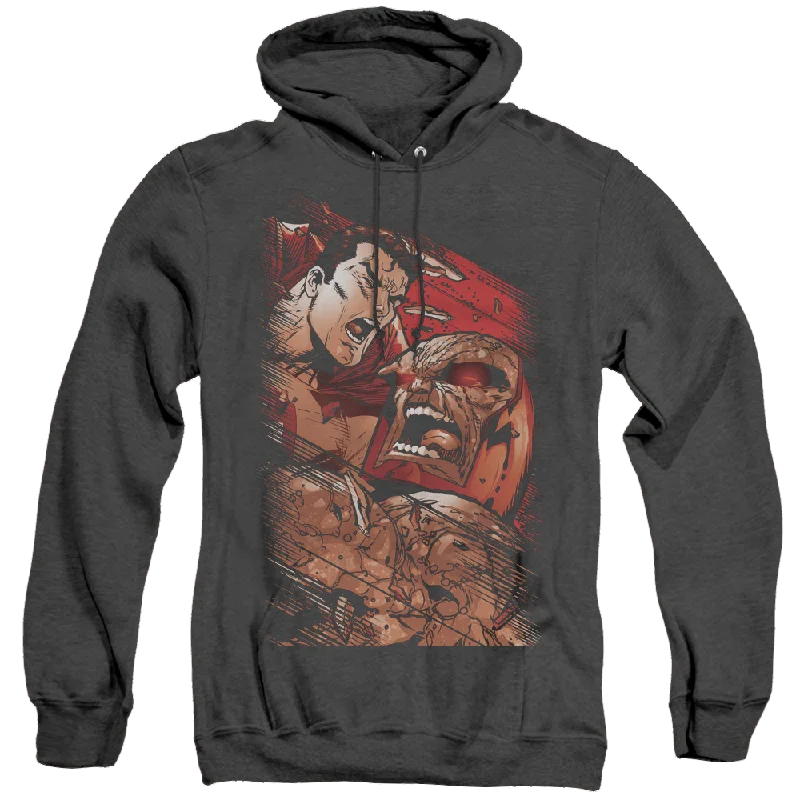 Superman Supes Vs Darkseid - Heather Pullover Hoodie Lapel Neck Sweater
