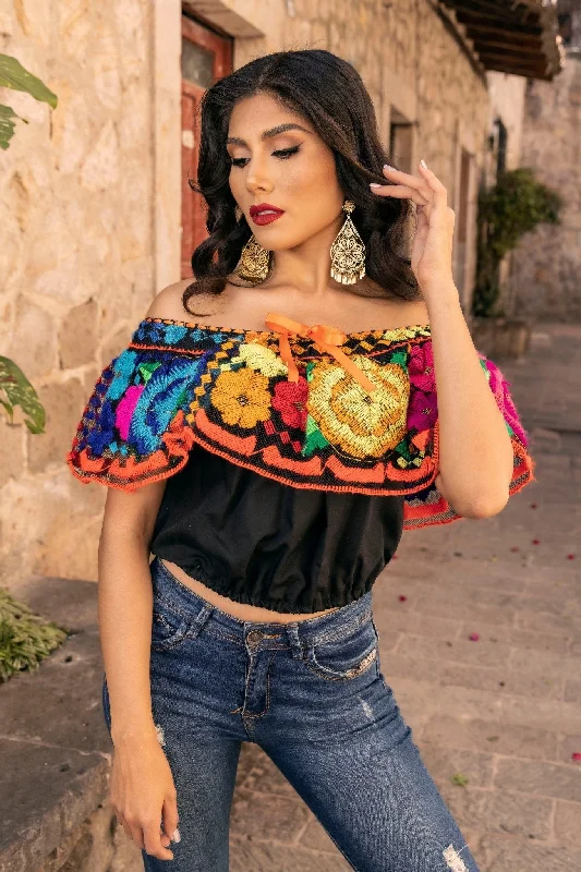 Chiapaneco Crop Top Handmade Hand-knitted Hand-woven