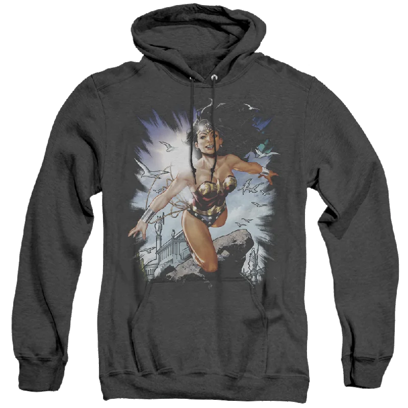 Wonder Woman Of Themyscira - Heather Pullover Hoodie Shirred Sleeve Feminine