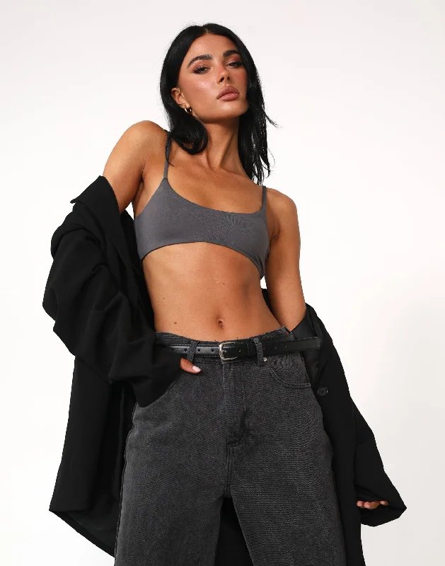 Stamina Crop Top (Slate) Boxy Fit Fitted Loose