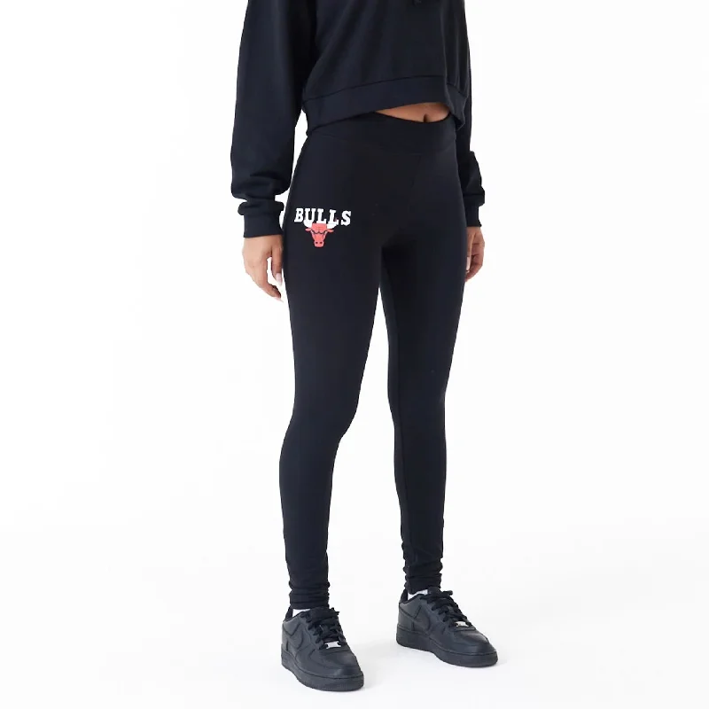 Chicago Bulls Womens NBA Team Bulls Logo Black Leggings Cozy Cotton Leggings