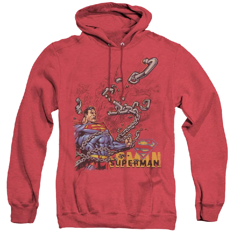 Superman Breaking Chains - Heather Pullover Hoodie Besom Neck Pullover