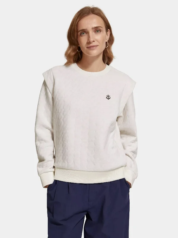 Shoulder detail sweatshirt Hoodie with Lace Feminine Delicate