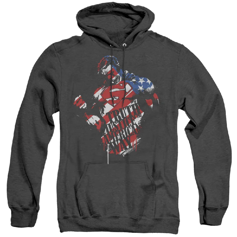 Superman The American Way - Heather Pullover Hoodie Sheath Sleeve Elegant