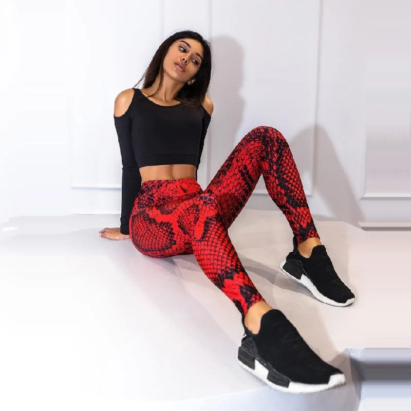 Snake Skin Printed Leggings Stylish Printed Stretch Leggings