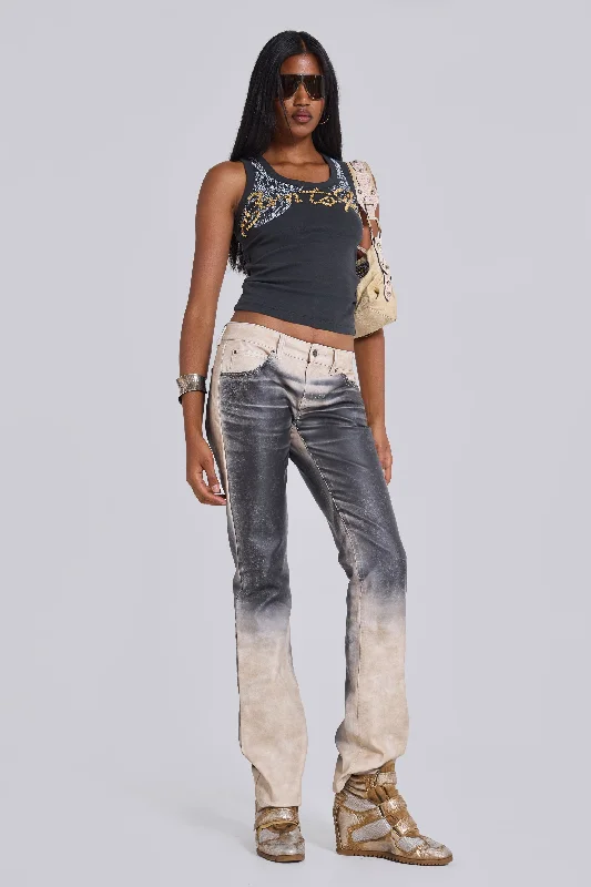 Airbrush Faux Leather Trousers Trousers Yoga Stretchy