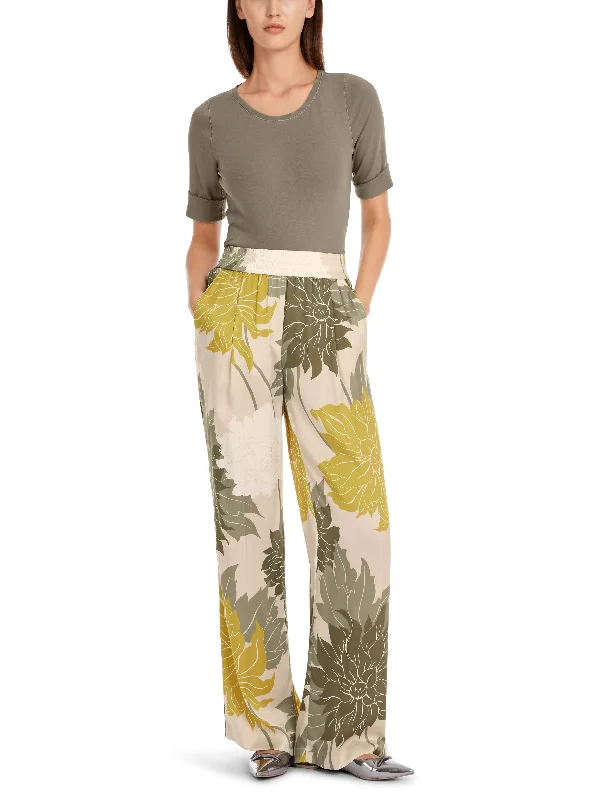 MARC CAIN Floral Fine Silk Trousers Trousers stylish elegant