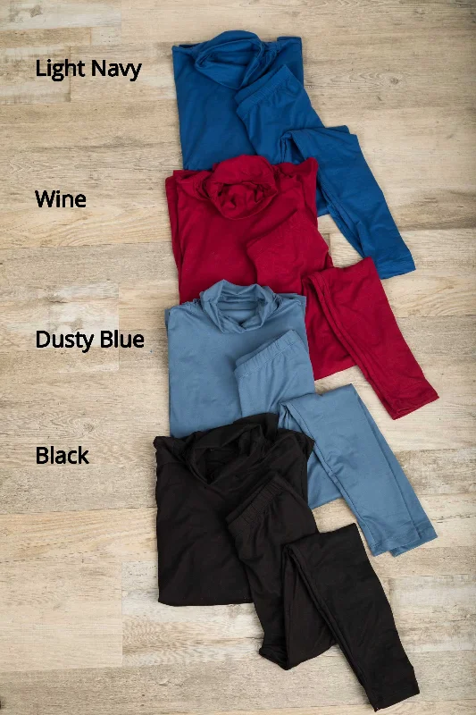 Microfiber Mock Neck and Leggings Set Stylish Faux Leather Leggings