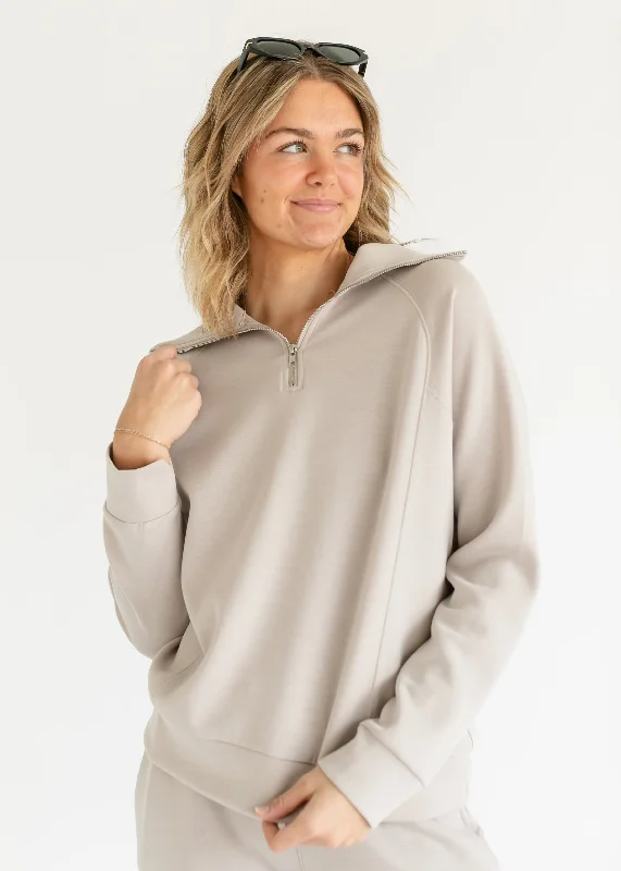 Quarter Zip Soft Modal Lounge Pullover Sweatshirt Boat Neck Sweater