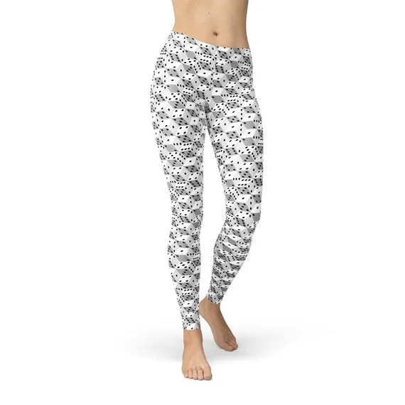 Womens Black and White Dice Leggings Comfortable Slim Fit Leggings