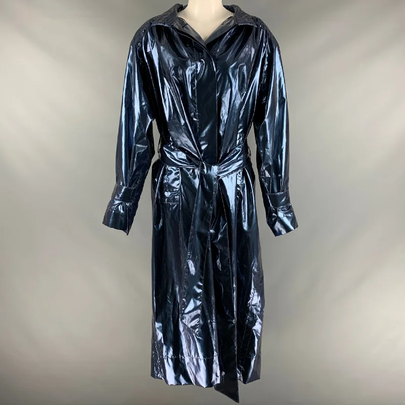 MARC JACOBS Size XS Navy Polyester Metallic Oversized Coat Parka Down Jacket Wool Coat MARC JACOBS Size XS Navy Polyester Metallic Oversized Coat Parka Down Jacket Wool Coat