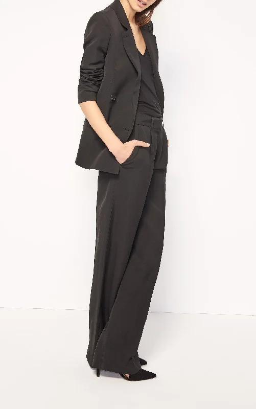 BLACK STRAIGHT AND WIDE CUT TROUSERS Trousers High Rise Slim Fit