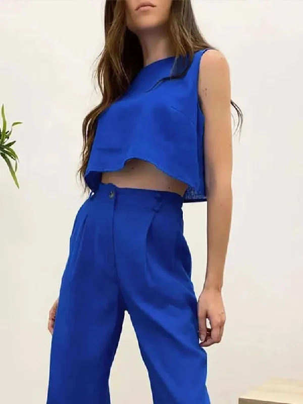 Two Piece Crop Top Outfit Set Real Fur Shearling Chenille