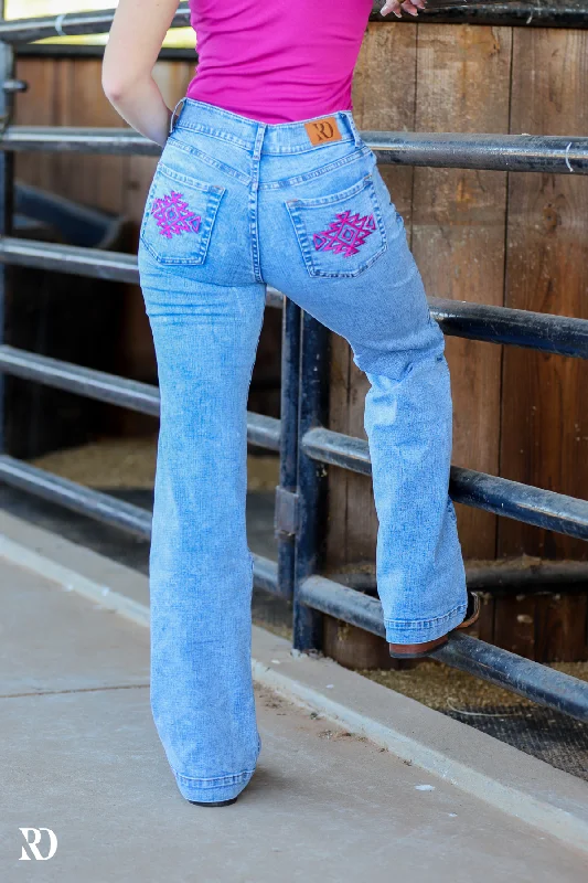 MIA TROUSERS - ACID WASH PINK POCKET Trousers Mesh Breathable