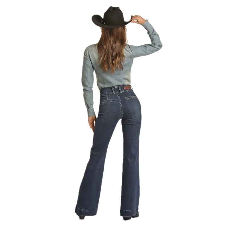 Rock & Roll Denim® Ladies Dark Wash Vintage Trouser Jeans RRWD5HR0GH Trousers luxurious premium Rock & Roll Denim® Ladies Dark Wash Vintage Trouser Jeans RRWD5HR0GH Trousers luxurious premium