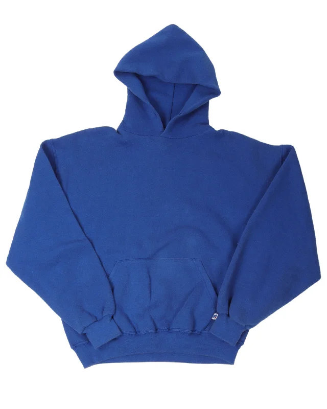Russel Blue Hoodie Hoodie with Hem Embroidery Detailed Premium