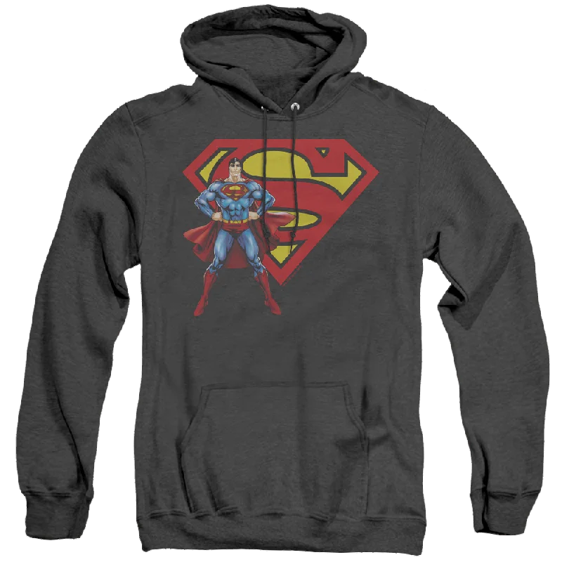 Superman Superman & Logo - Heather Pullover Hoodie Asymmetrical Neck Pullover