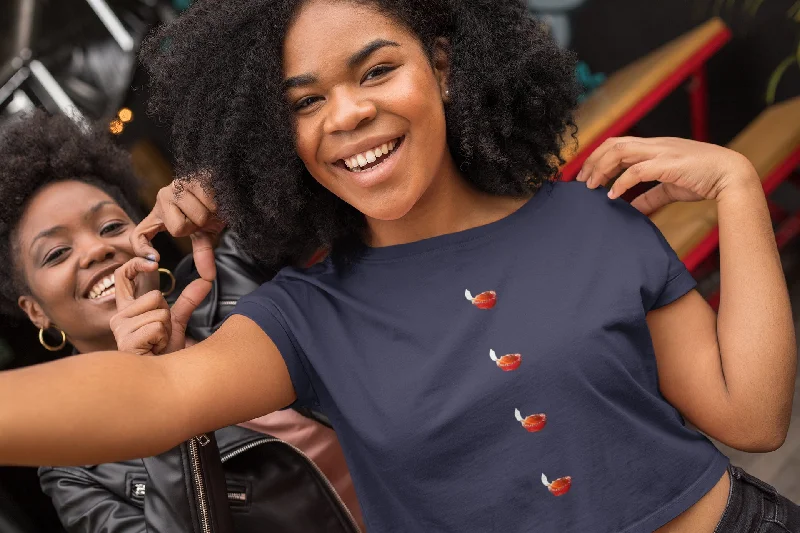 Diya Button Crop Top For Ladies Elegant Classic Vintage