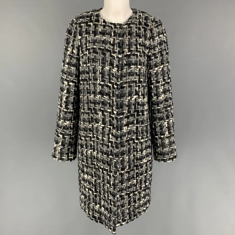 DOLCE & GABBANA Size 2 Grey Black White Wool Blend Tweed Collarless Coat Vest Waistcoat Gilet DOLCE & GABBANA Size 2 Grey Black White Wool Blend Tweed Collarless Coat Vest Waistcoat Gilet