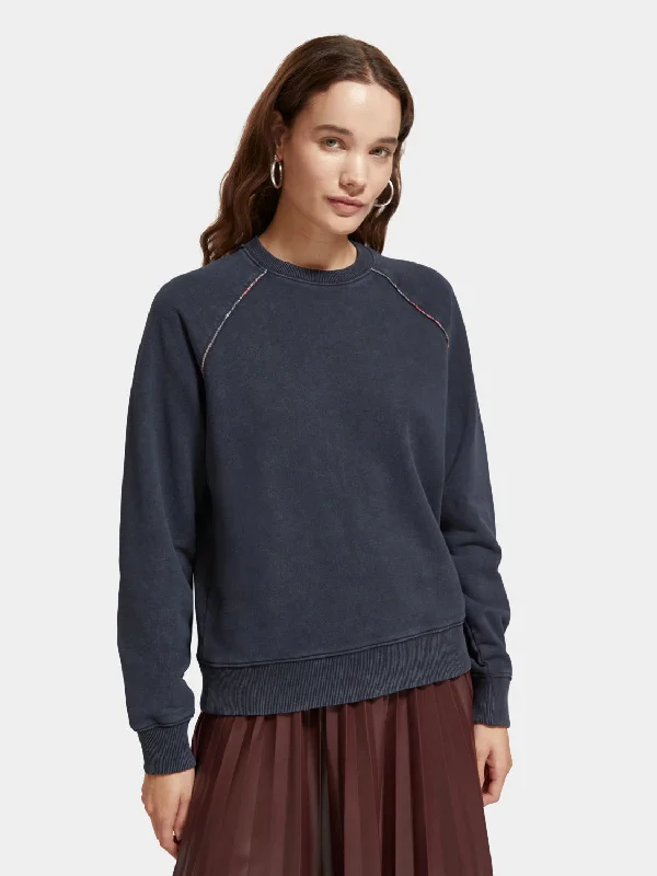 Washed raglan sweatshirt Hoodie with Stripes Bold Sporty