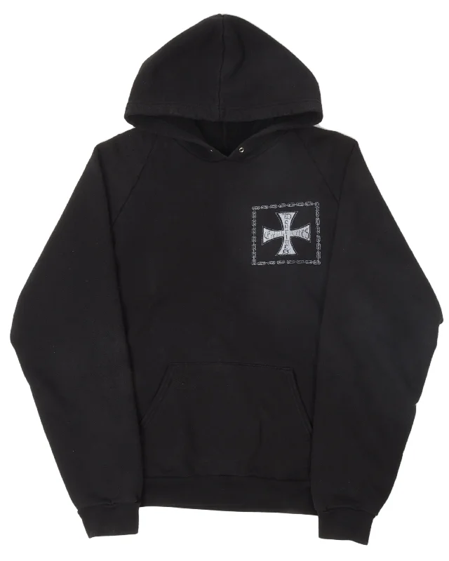 "Croix Avec des Roses" Iron Cross Hoodie Hoodie Dress Longline Feminine