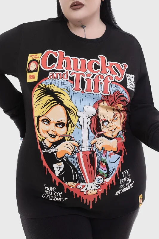 Chucky & Tiff Forever Sweatshirt Hoodie with Half-Zip Sporty Casual