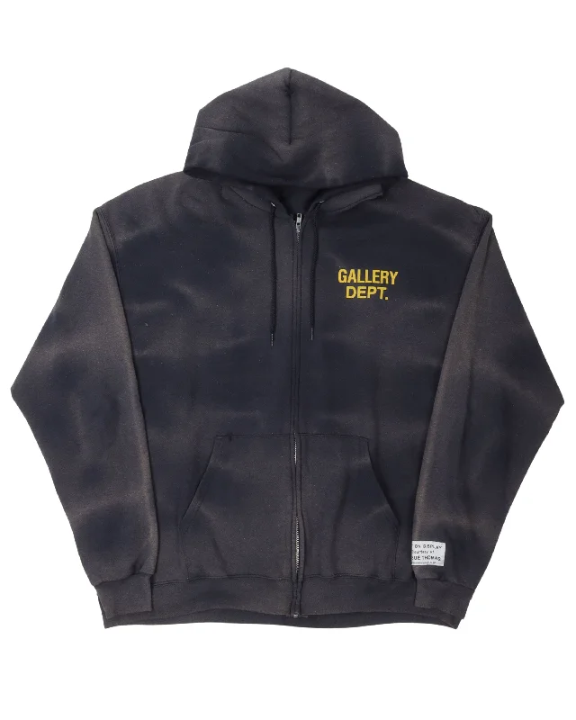 Faded Zip-Up Hoodie Hoodie with Fur Luxurious Winter