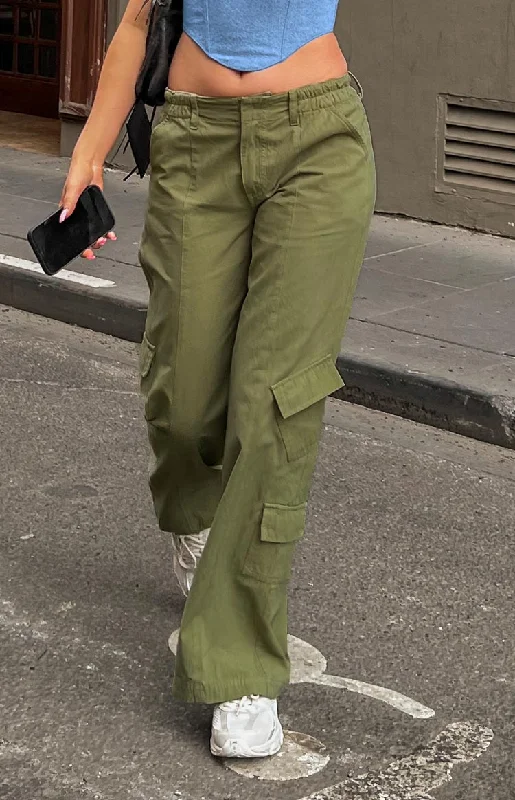 Millie Khaki Low Rise Cargo Trousers Trousers Exclusive Limited