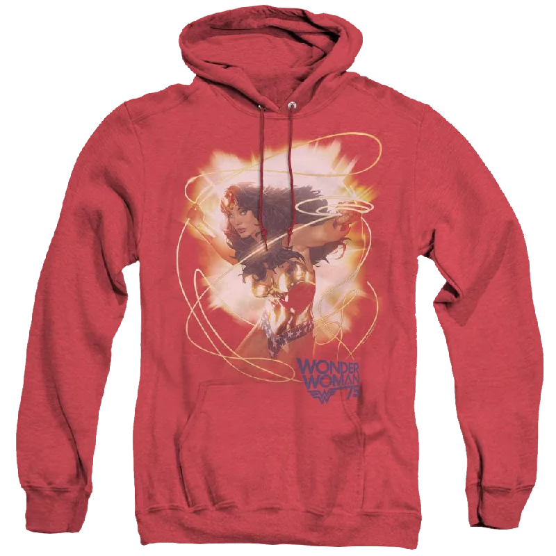 Wonder Woman 75Th Burst - Heather Pullover Hoodie Square Neck Pullover