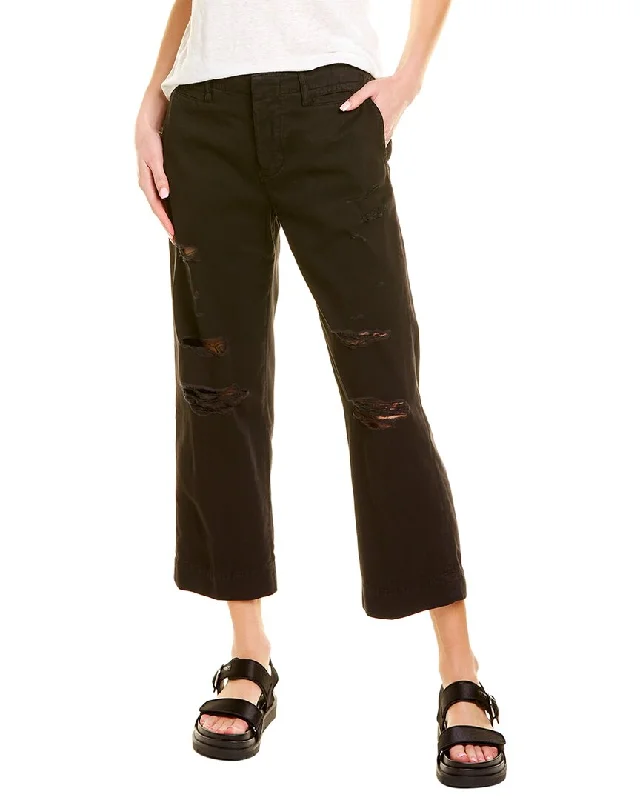 FRAME Denim Le Tomboy Washed Noir Rips Trouser Trousers Print Floral
