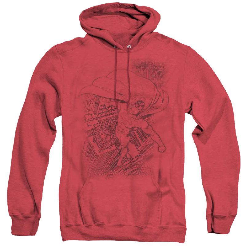 Superman In The City - Heather Pullover Hoodie Solo Sleeve Pullover