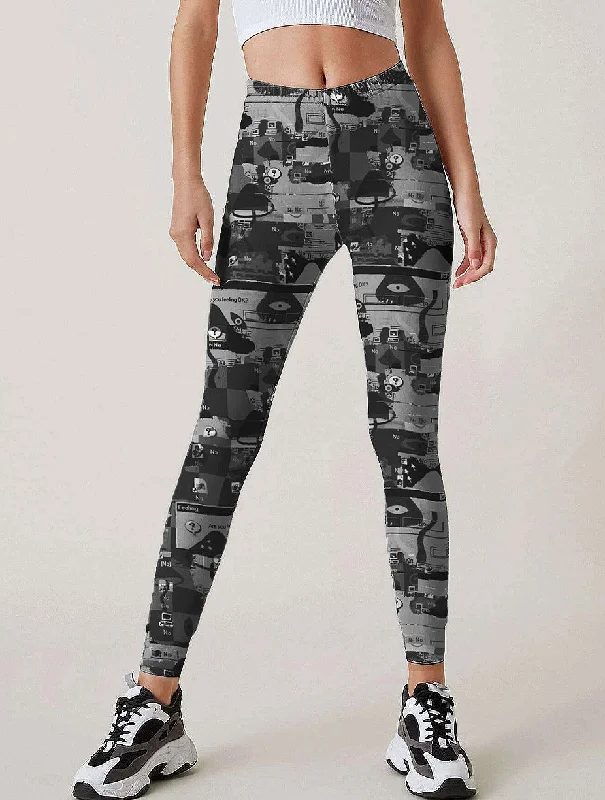 Weirdcore Hacked Mushroom Leggings Stylish Ankle-Length Leggings